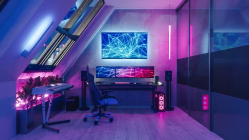 Gaming Room with Incredible Stream Lighting Setup