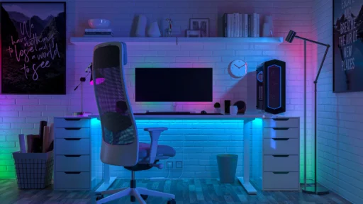 Neon Lit Room with an Epic Game Streaming Setup